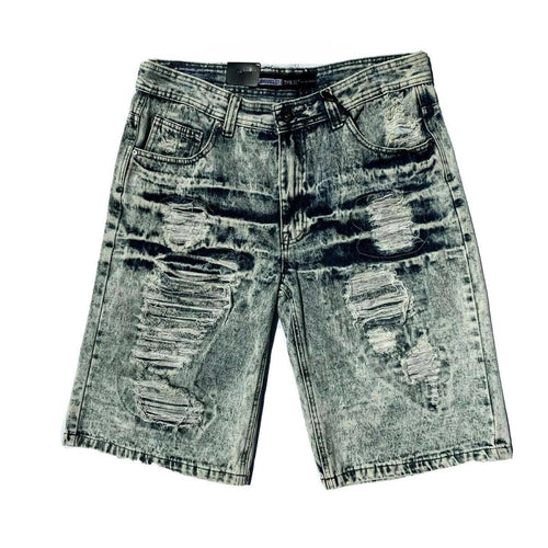 Light Stonewashed Relaxed Fit Distressed Denim Shorts